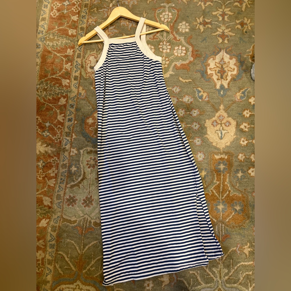 T.La Striped Knit Maxi Tank Dress Anthropologie Navy‎ Cream Stripe Women’s XS